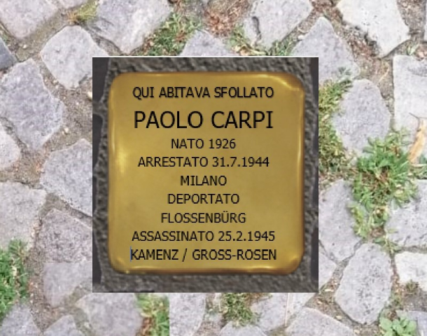 Posa pietra d'inciampo in ricordo di Paolo Carpi con iniziative